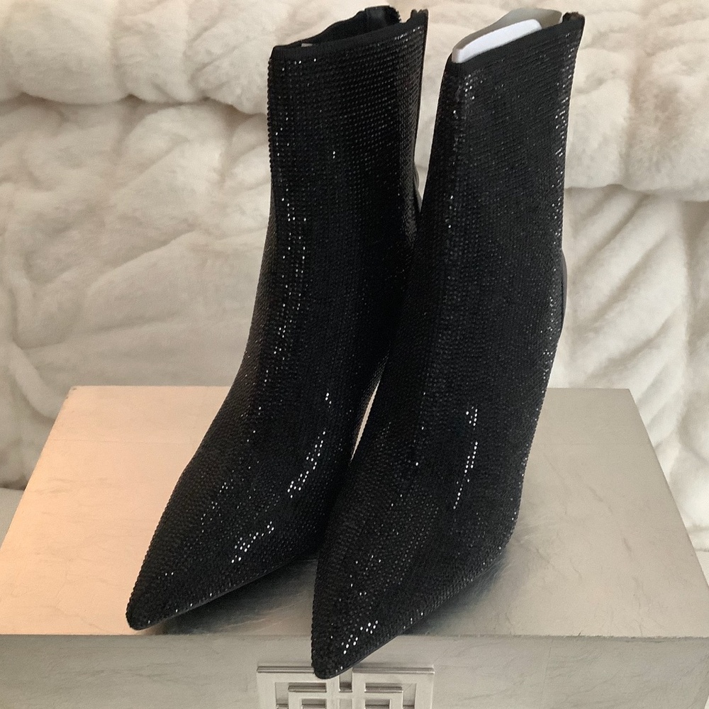 Cost Island Starlight Black glittery ankle boot with stiletto heel size 6.5